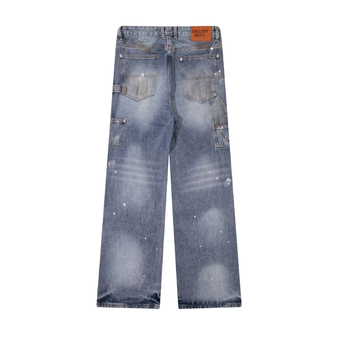 651#Gallery Dept New Retro Old Splashed Paint Holes Dirty Feng Shui Washed Mud Dyeing Logging Workwear Jeans American High Street Casual Workwear Trousers Washed Blue S～XL p290